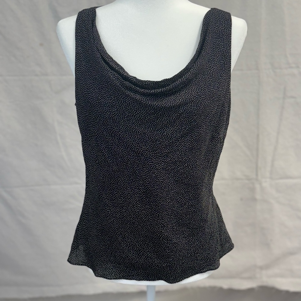 Ann Taylor Black and White Speckled Tank Top